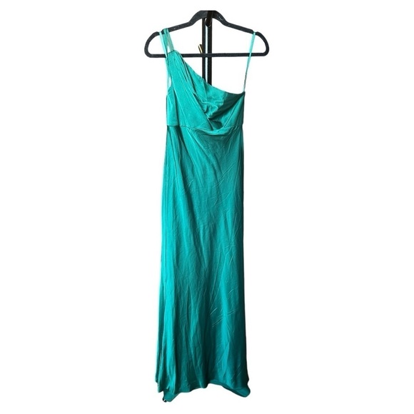 NWOT leena by Mac Duggal ONE SHOULDER WOMENS EMERALD GREEN NEW - Picture 3 of 7